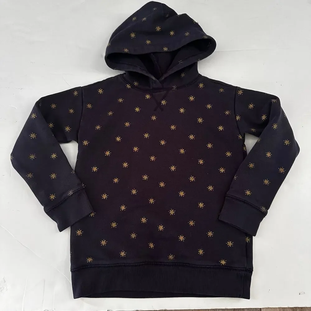 Crewcuts Girls' Navy Hoodie with Gold Foil Stars - Size Small